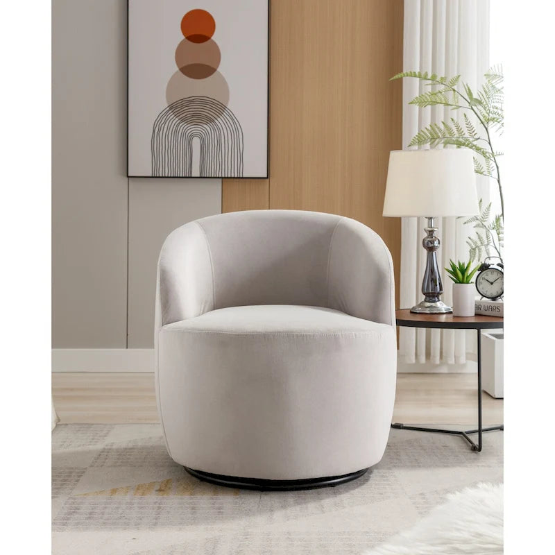 Fauteuil pivotant, Chaise de vanité ronde moderne pour salon, Fauteuil club confortable en velours, Petit canapé individuel