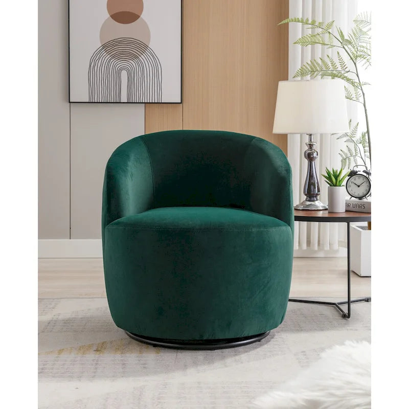 Fauteuil pivotant, Chaise de vanité ronde moderne pour salon, Fauteuil club confortable en velours, Petit canapé individuel