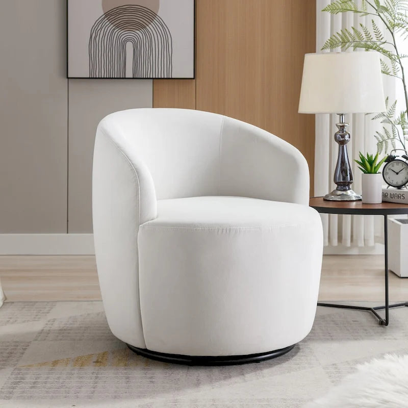 Fauteuil pivotant, Chaise de vanité ronde moderne pour salon, Fauteuil club confortable en velours, Petit canapé individuel
