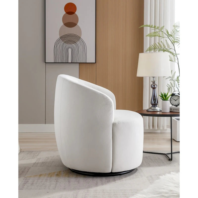 Fauteuil pivotant, Chaise de vanité ronde moderne pour salon, Fauteuil club confortable en velours, Petit canapé individuel