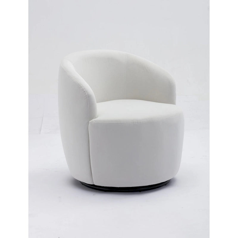 Fauteuil pivotant, Chaise de vanité ronde moderne pour salon, Fauteuil club confortable en velours, Petit canapé individuel