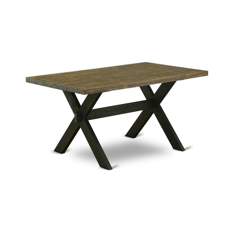 Ensemble de salle à manger East West Furniture – une table de salle à manger et des chaises de cuisine empilables – noir brossé (pièces et options d'assise)