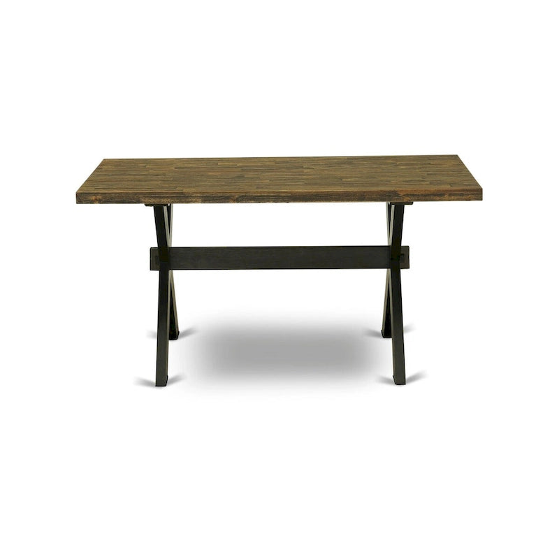 Ensemble de salle à manger East West Furniture – une table de salle à manger et des chaises de cuisine empilables – noir brossé (pièces et options d'assise)