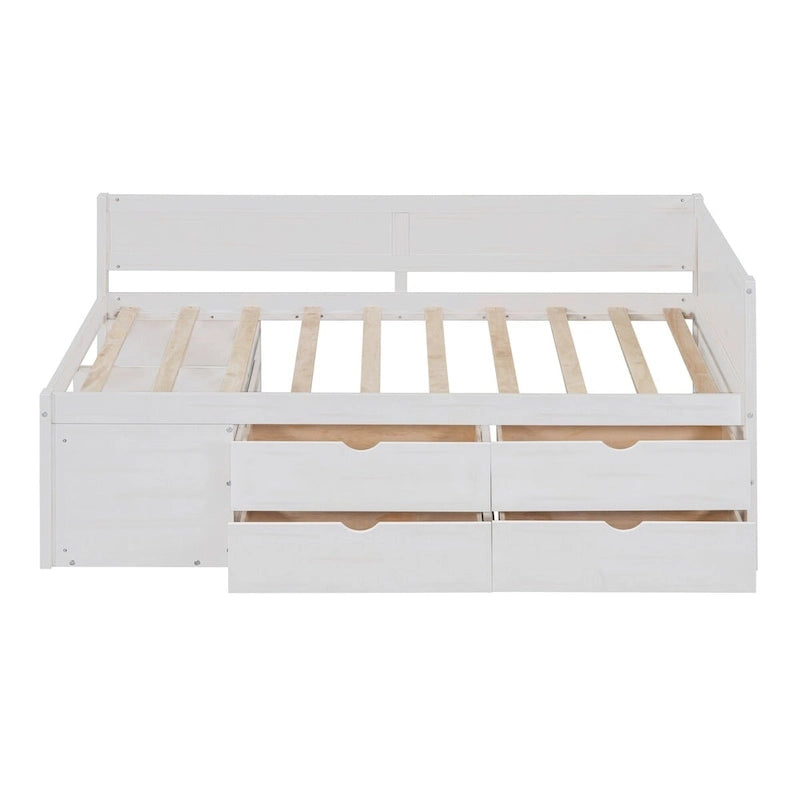 Lit banquette avec tiroirs de rangement et étagères bibliothèques, lit de coin capitaine pour enfants garçons filles adultes
