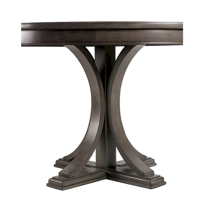 Table à manger ronde 44 po, finition bois massif, design classique, sans chaises