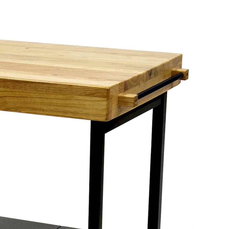 Dessus en bois massif pliable à roulettes Origami, îlot de cuisine portable, chariot de bar, argent