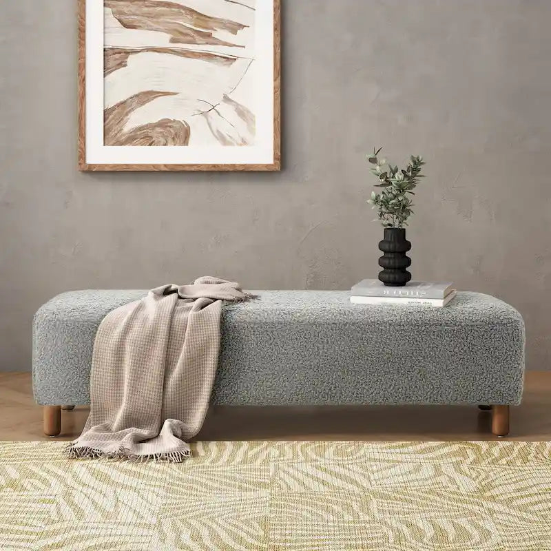 Banc ottoman moderne Naci en boucle par Christopher Knight Home