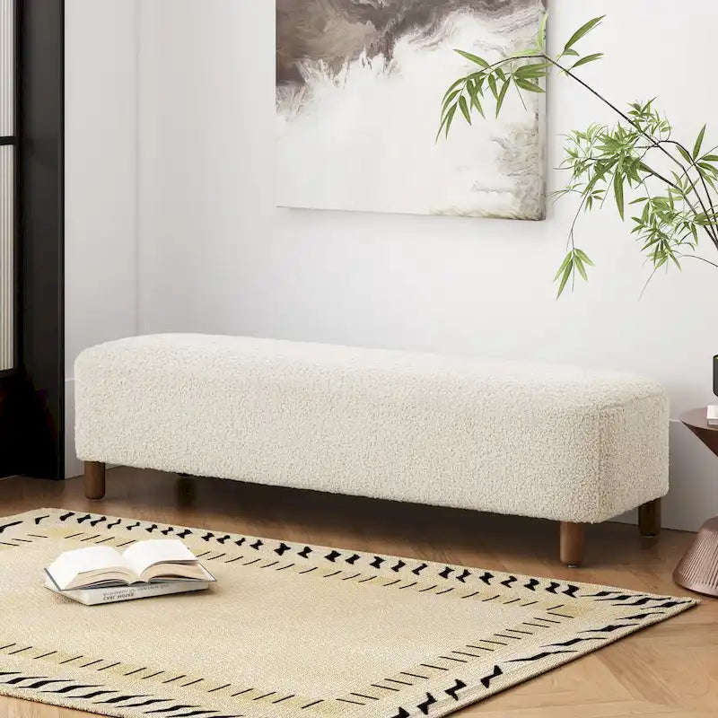 Banc ottoman moderne Naci en boucle par Christopher Knight Home